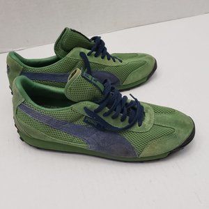 Puma Retro Green Blue Suede Mesh Sneakers 8.5 41